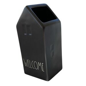 Rae Dunn Artisan Collection Magenta Welcome House Black 9" Vase Farmhouse #181